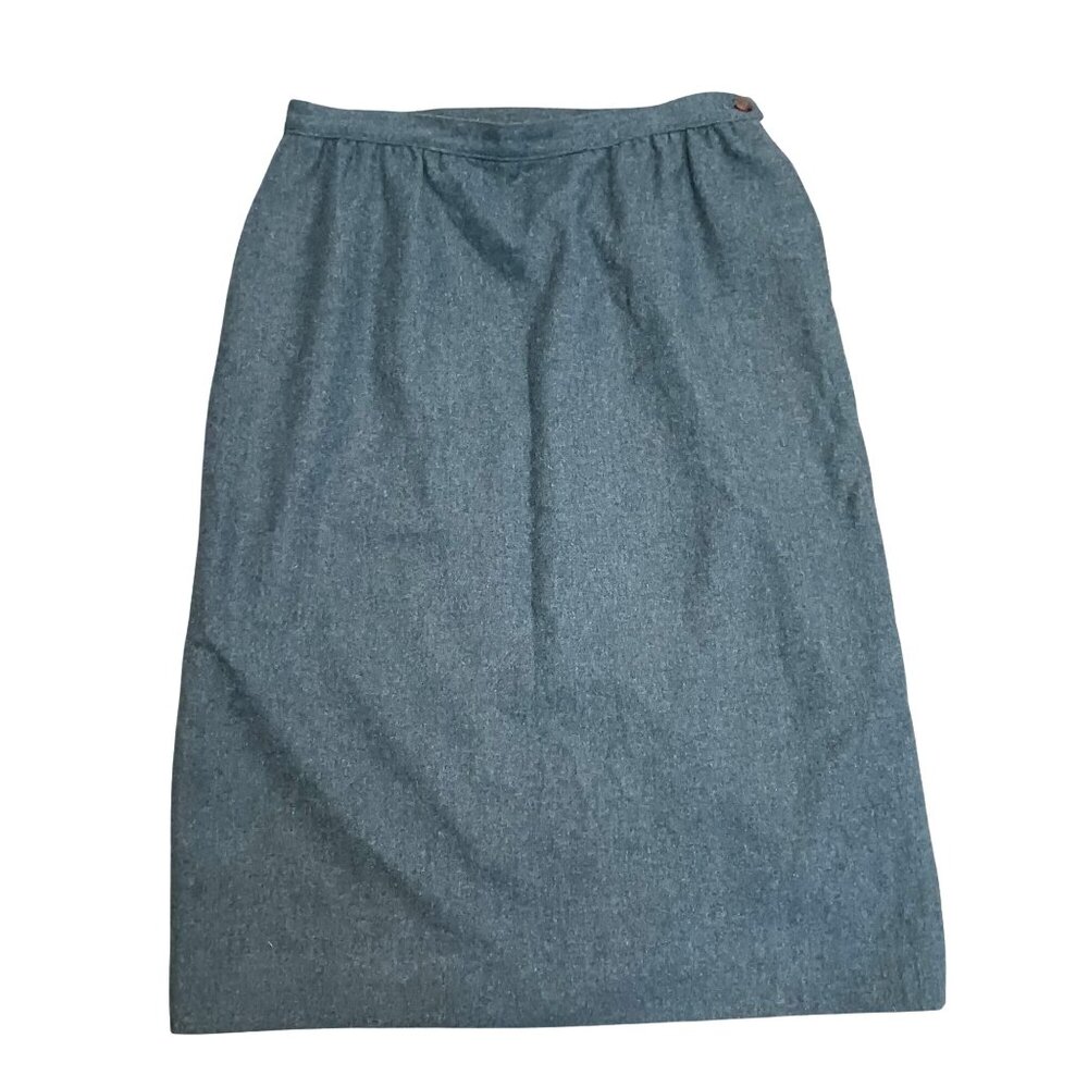 Miss Pendleton Vintage 100% Virgin Wool Midi Skirt Green Size 29 Made in the USA